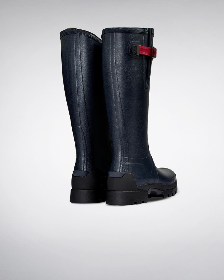 Hunter Women's Balmoral Side Adjustable 3mm Neoprene Rain Boots Navy- Peppercorn