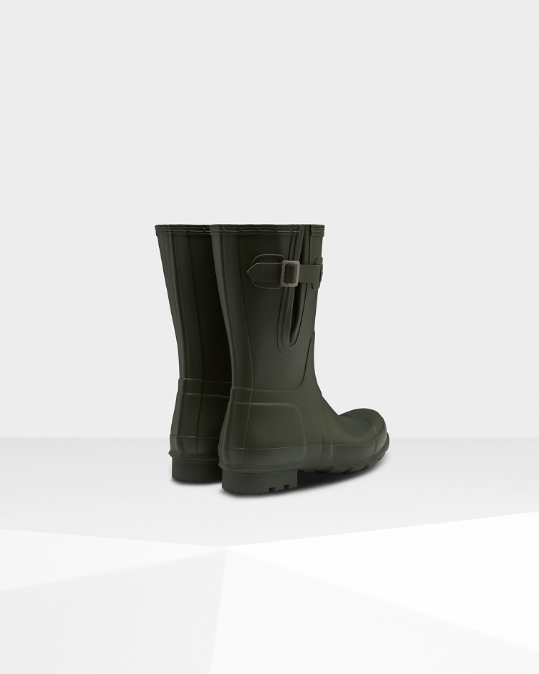 Hunter Men's Short Side Adjustable Rain Boots Dark Olive