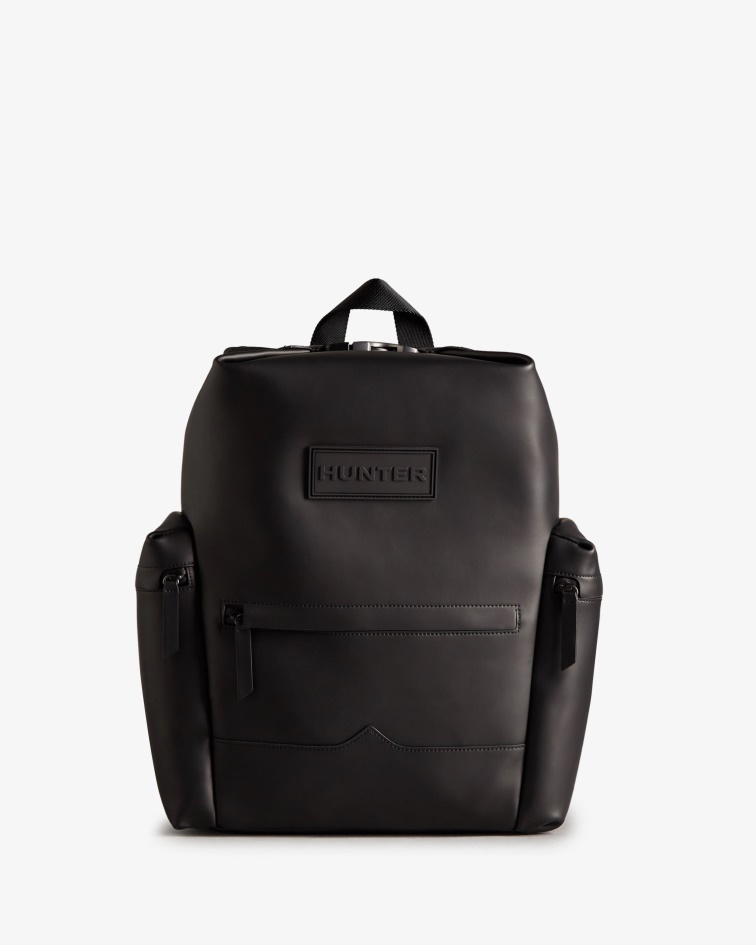Hunter Top Clip Backpack - Rubberized Leather Black