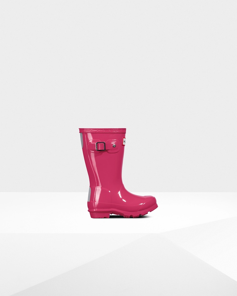 Hunter Original Little Kids (2-6 Years) Gloss Rain Boots Bright Pink