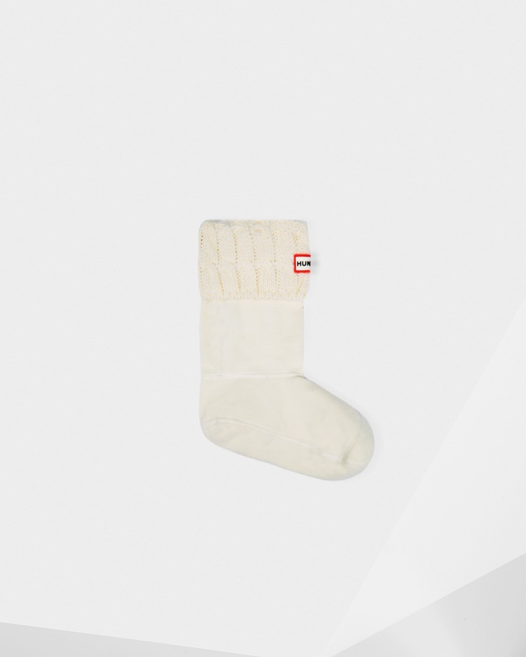 Hunter Cable Knitted Cuff Short Boot Socks Hunter White