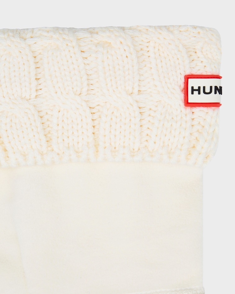 Hunter Cable Knitted Cuff Short Boot Socks Hunter White