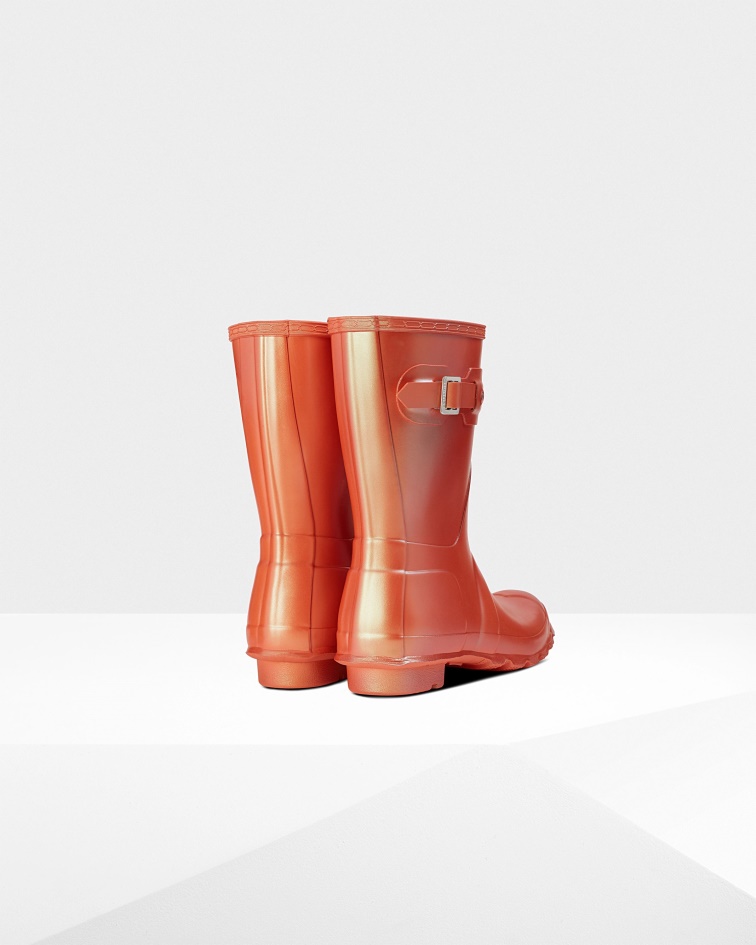 Hunter Women's Nebula Short Rain Boots Alpine Poppy Orange