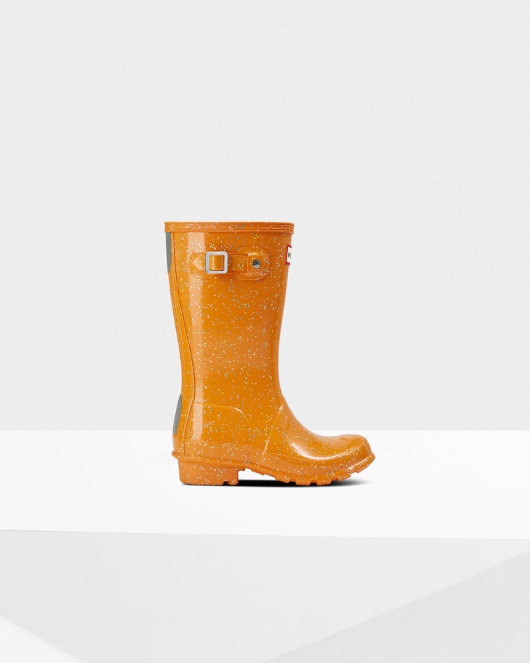 Hunter Big Kids (5-11 Years) Giant Glitter Rain Boots Amber Creek Orange