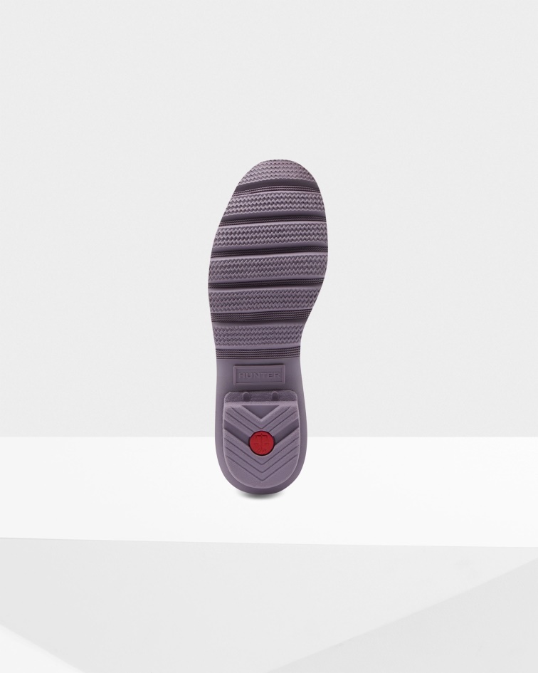 Hunter Women's Short Back Adjustable Rain Boots Purple Top