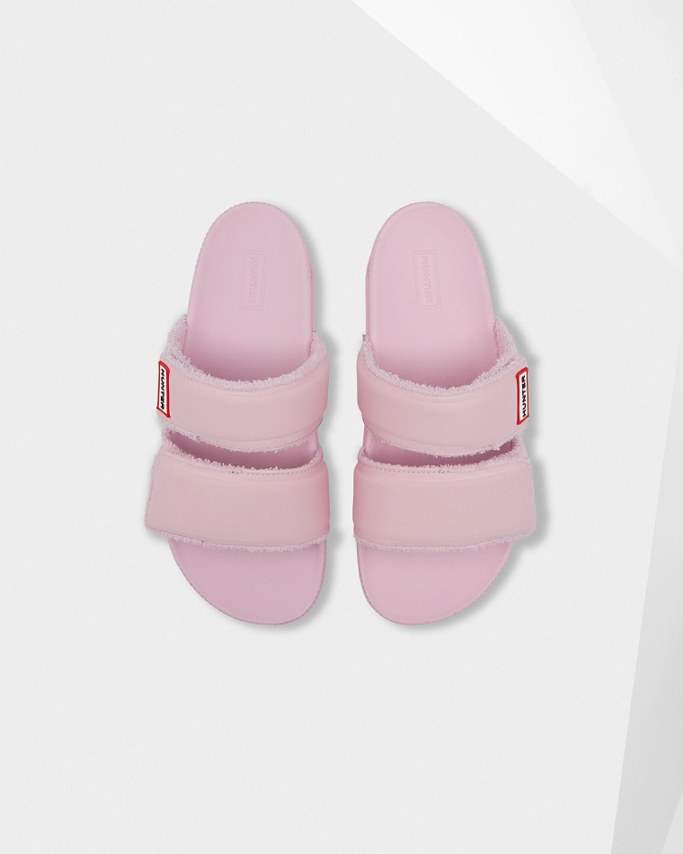 Hunter Women's Double Strap Slides Foxglove Pink