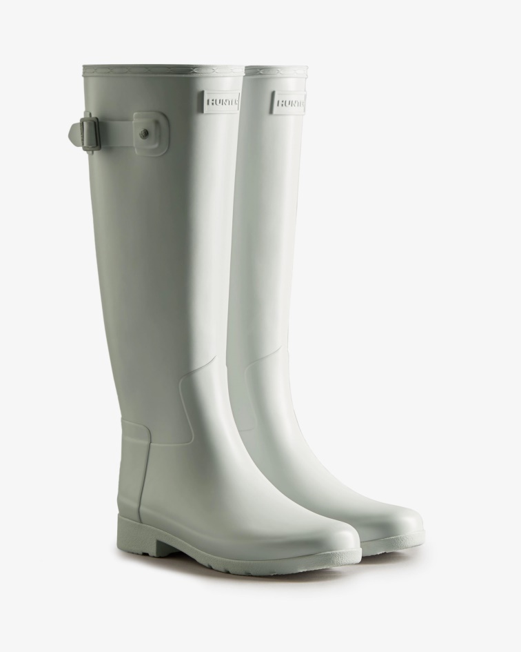 Hunter Women's Refined Slim Fit Tall Rain Boots Frosted Grey