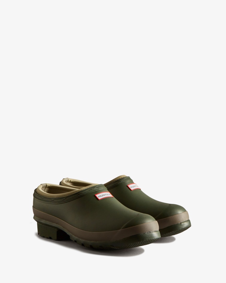 Hunter Men's Gardener Clogs Dark Olive-Clay