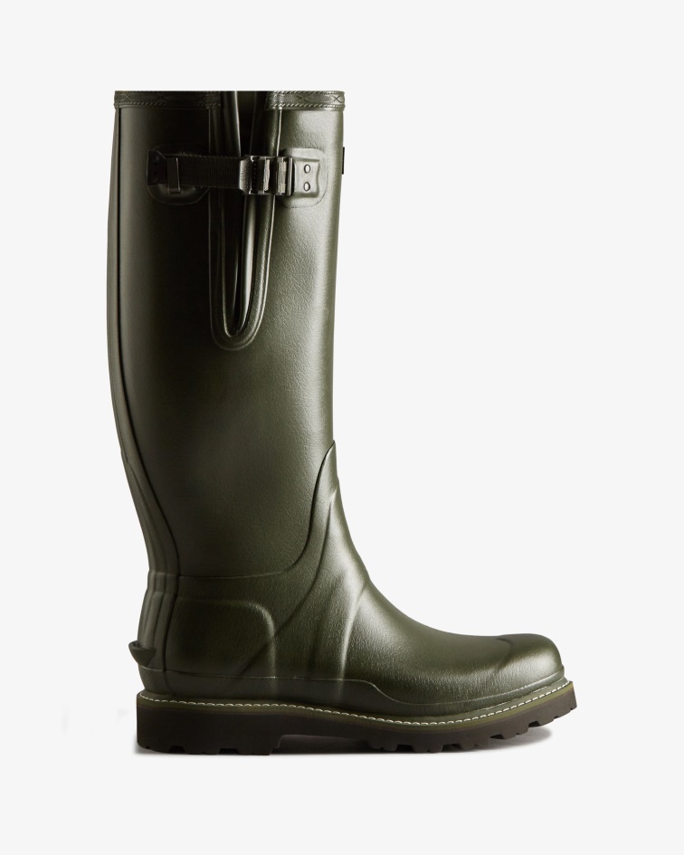 Hunter Men's Balmoral Side Adjustable Rain Boots Dark Olive