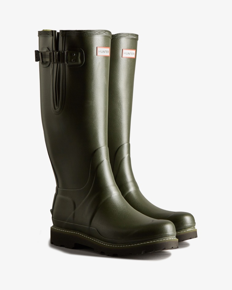 Hunter Men's Balmoral Side Adjustable Rain Boots Dark Olive