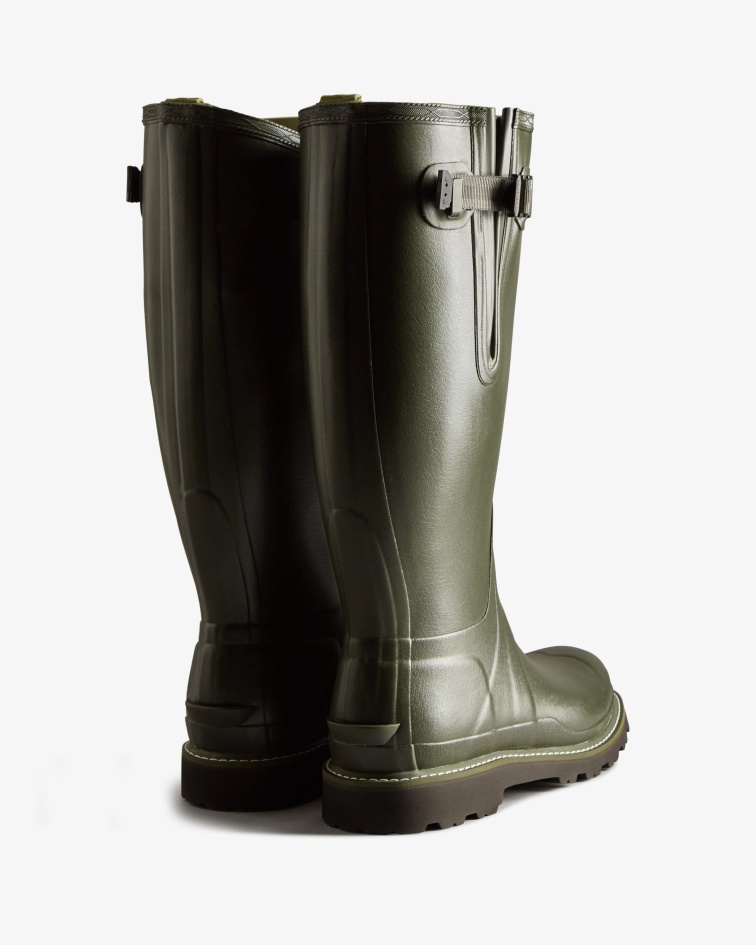 Hunter Men's Balmoral Side Adjustable Rain Boots Dark Olive