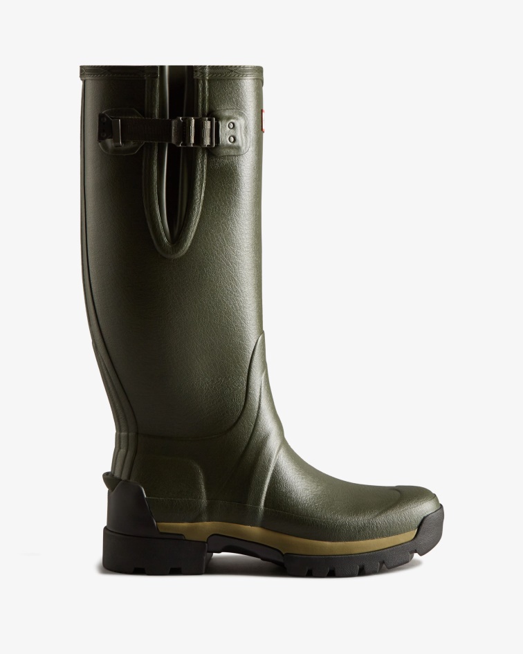 Hunter Men's Balmoral Adjustable 3mm Neoprene Rain Boots Dark Olive