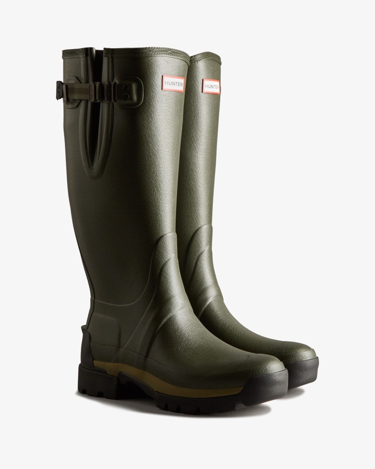 Hunter Men's Balmoral Adjustable 3mm Neoprene Rain Boots Dark Olive
