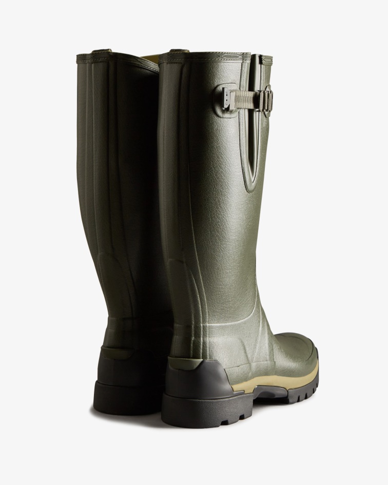 Hunter Men's Balmoral Adjustable 3mm Neoprene Rain Boots Dark Olive