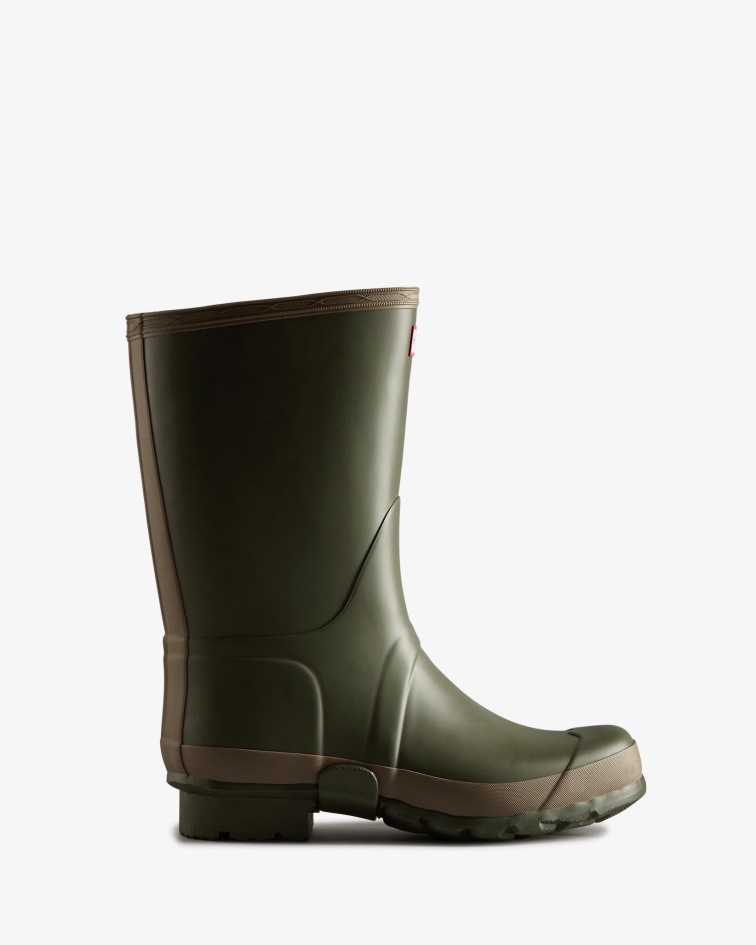 Hunter Men's Gardener Rain Boots Dark Olive-Clay