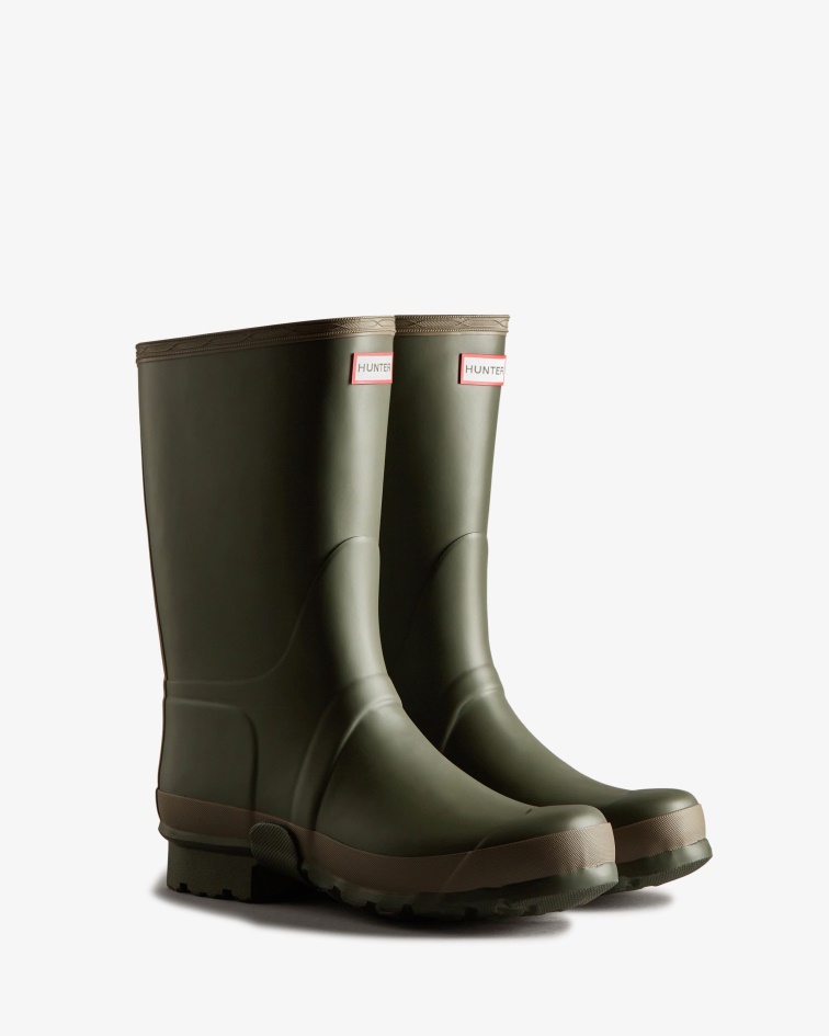 Hunter Men's Gardener Rain Boots Dark Olive-Clay