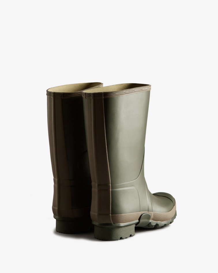 Hunter Men's Gardener Rain Boots Dark Olive-Clay