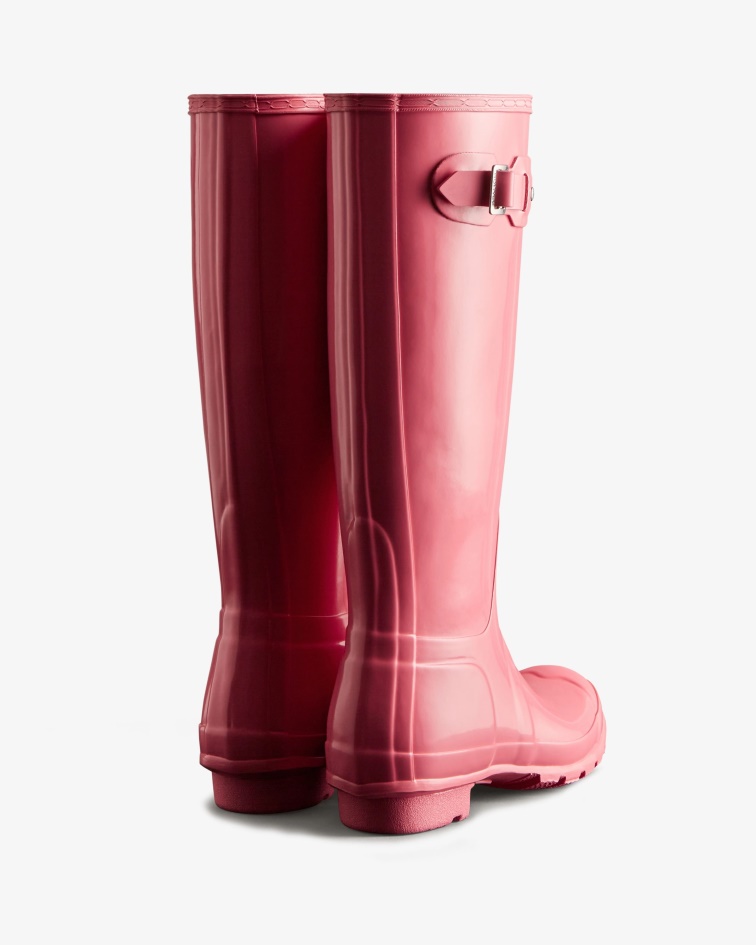 Hunter Women's Original Tall Gloss Rain Boots Pink Shiver