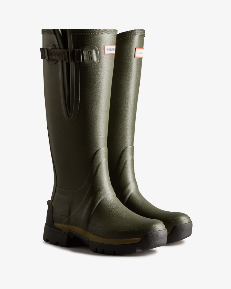 Hunter Women's Balmoral Adjustable 3mm Neoprene Rain Boots Dark Olive