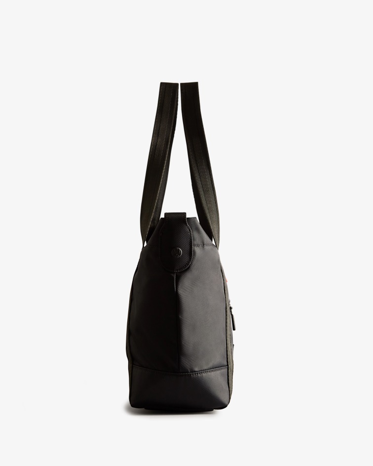 Hunter Nylon Medium Top Clip Tote Bag Black