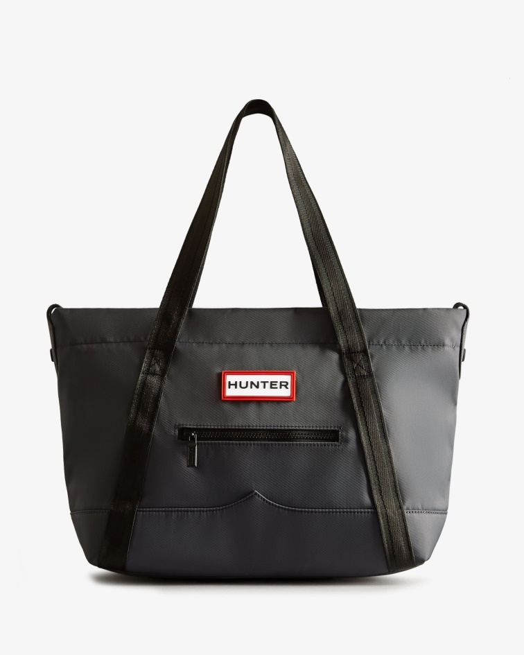 Hunter Nylon Medium Top Clip Tote Bag Navy