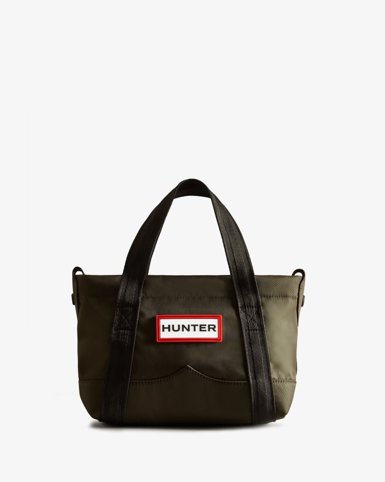 Hunter Nylon Mini Top Clip Tote Bag Dark Olive
