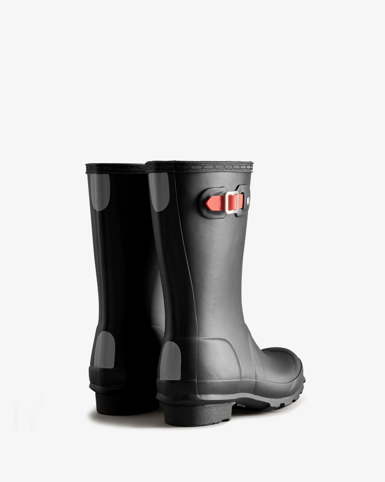 Hunter Big Kids (5-11 Years) Insulated Rain Boots Black-Logo Red