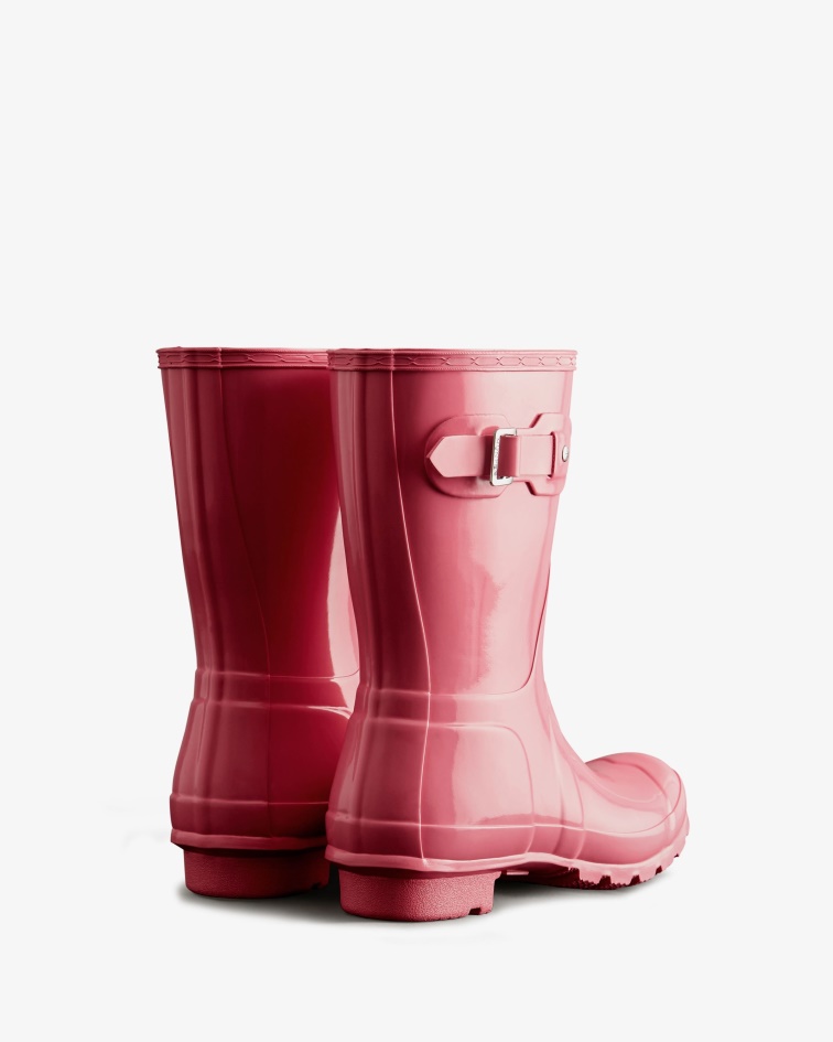 Hunter Women's Original Short Gloss Rain Boots Pink Shiver
