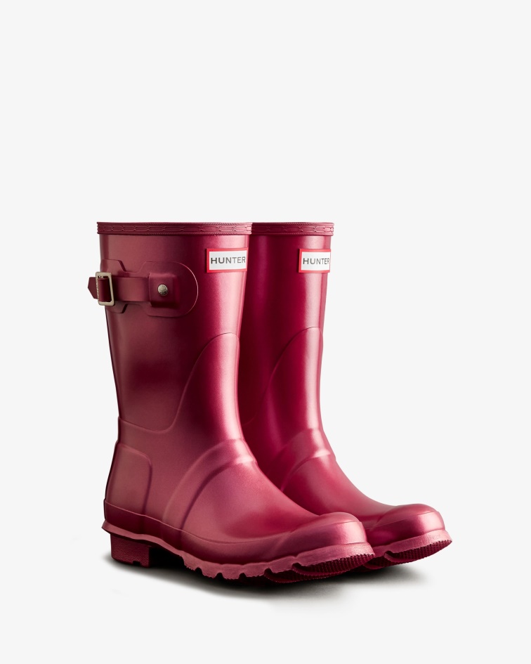 Hunter Women's Nebula Short Rain Boots Hayes Burgundy