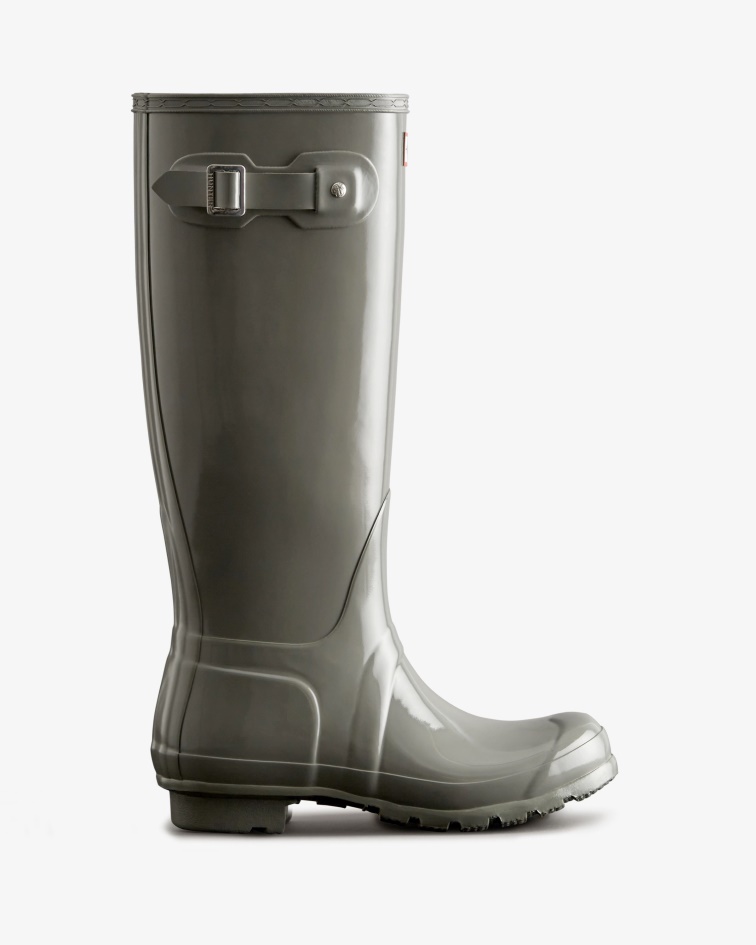 Hunter Women's Original Tall Gloss Rain Boots Docker Grey