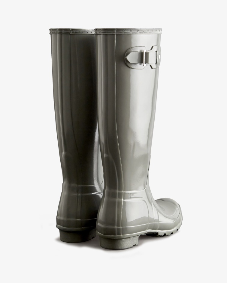 Hunter Women's Original Tall Gloss Rain Boots Docker Grey