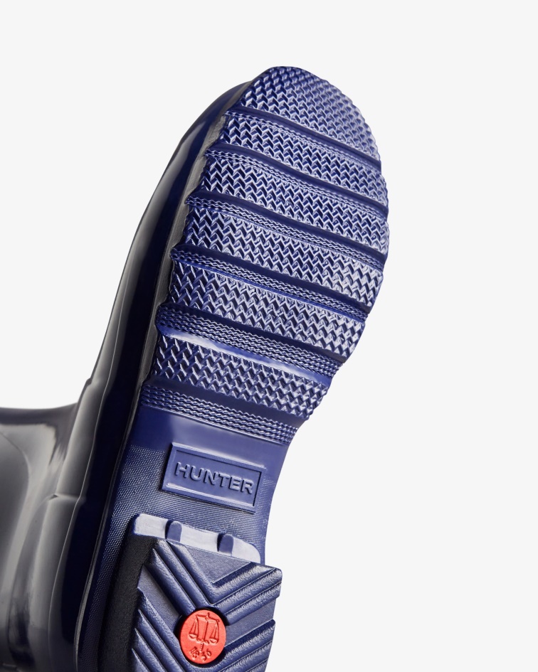 Hunter Women's Short Back Adjustable Gloss Rain Boots Balder Blue