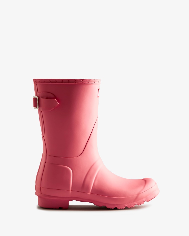 Hunter Women's Short Back Adjustable Rain Boots Pink Shiver