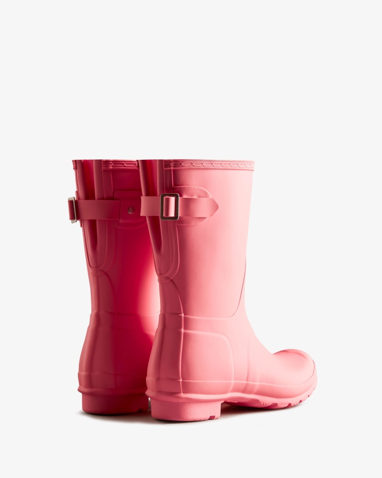 Hunter Women's Short Back Adjustable Rain Boots Pink Shiver