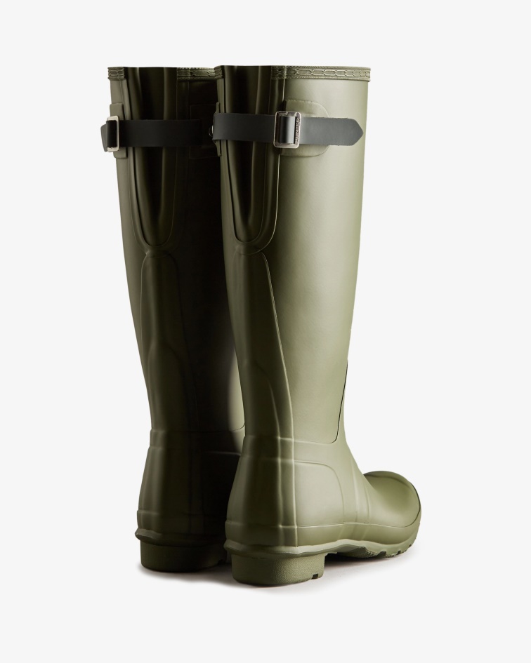 Hunter Women's Tall Back Adjustable Rain Boots Ismarken Olive-Artic Moss Green