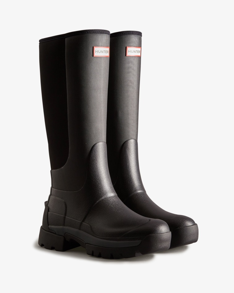 Hunter Women's Balmoral Field Hybrid Tall Rain Boots Black