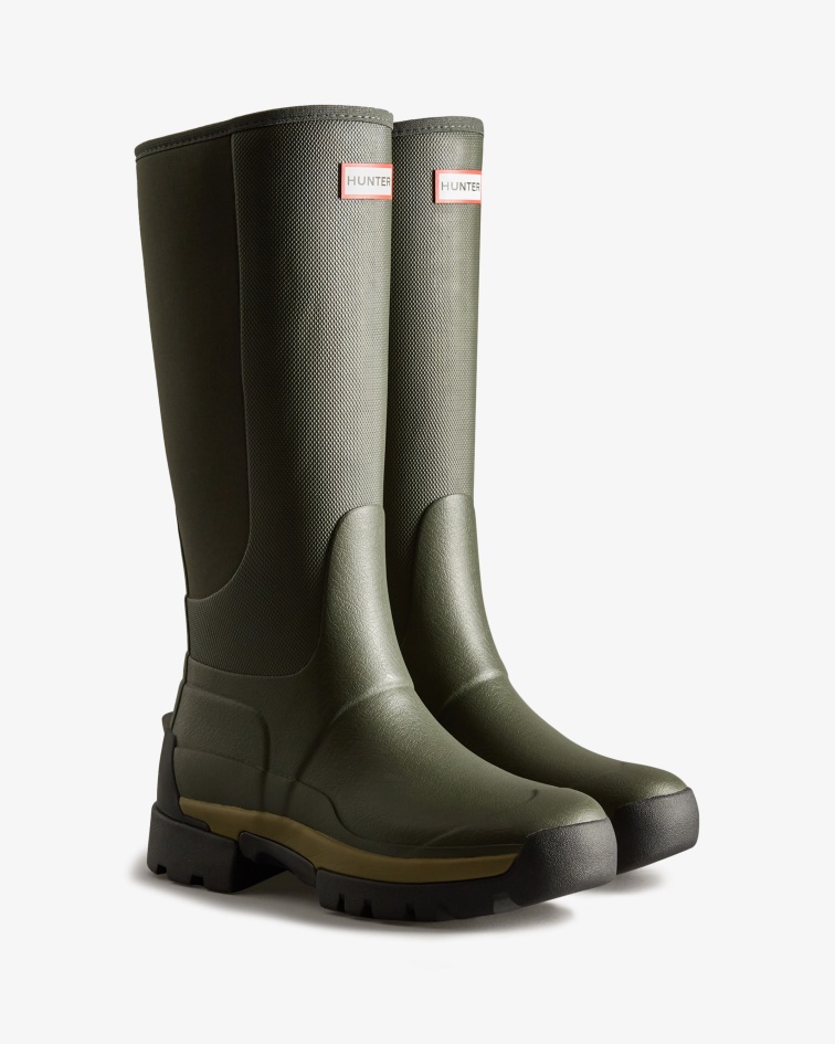 Hunter Women's Balmoral Field Hybrid Tall Rain Boots Dark Olive