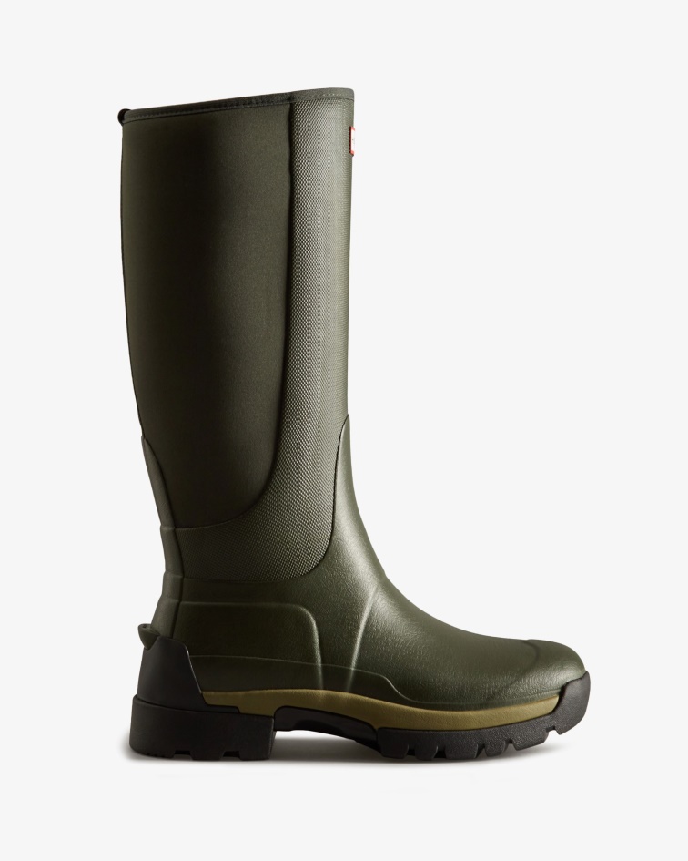 Hunter Men's Balmoral Field Hybrid Tall Rain Boots Dark Olive