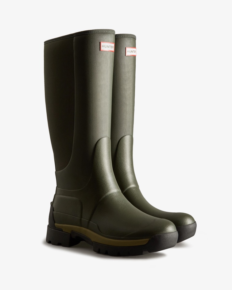 Hunter Men's Balmoral Field Hybrid Tall Rain Boots Dark Olive