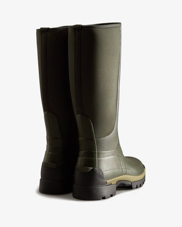 Hunter Men's Balmoral Field Hybrid Tall Rain Boots Dark Olive