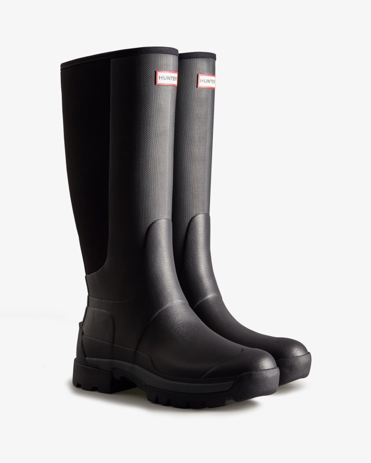 Hunter Men's Balmoral Field Hybrid Tall Rain Boots Black