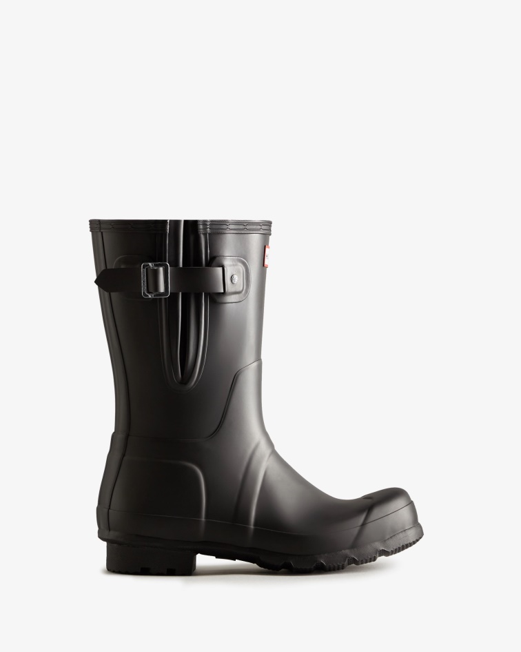Hunter Men's Short Side Adjustable Rain Boots Black