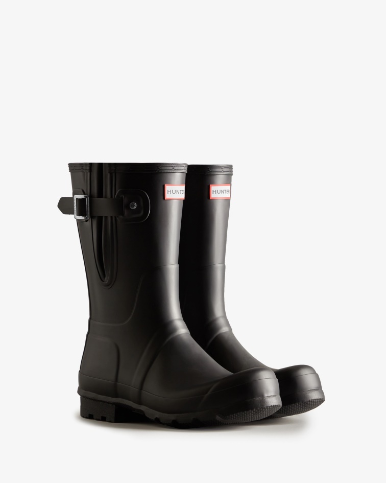 Hunter Men's Short Side Adjustable Rain Boots Black
