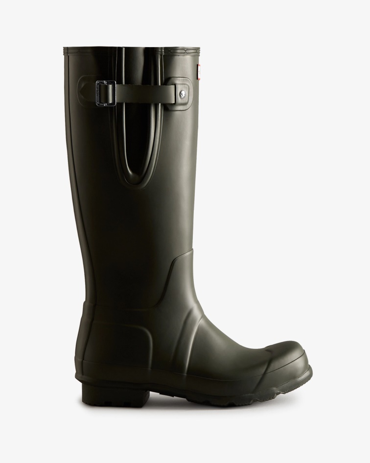 Hunter Men's Tall Side Adjustable Rain Boots Dark Olive