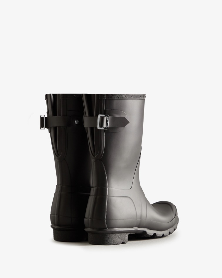 Hunter Women's Short Back Adjustable Rain Boots Black