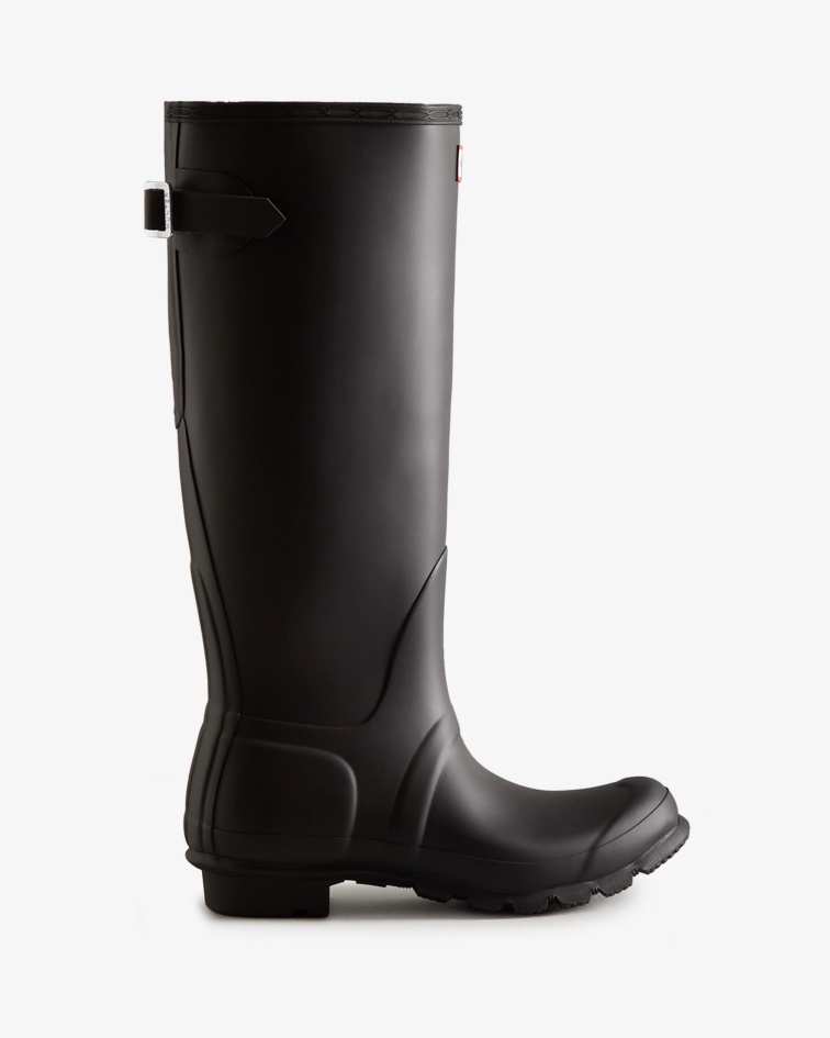 Hunter Women's Tall Back Adjustable Rain Boots Black