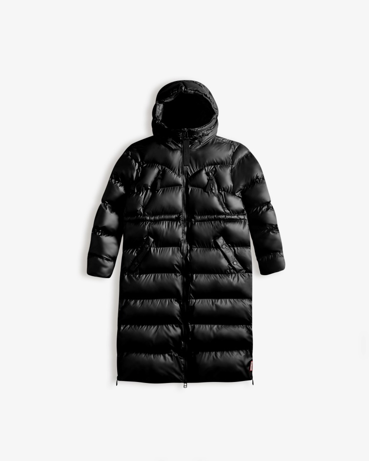 Hunter Women's Insulated Rubberized Long Puffer Coat Black
