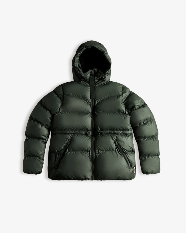 Hunter Women's Insulated Rubberized A-Line Puffer Jacket Arctic Moss Green