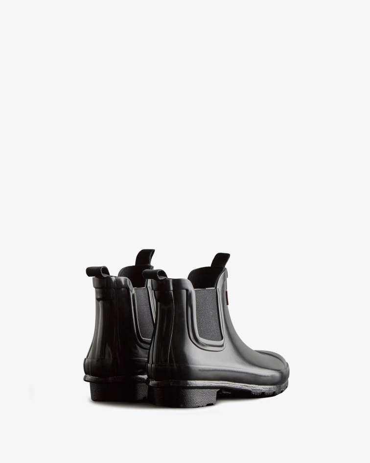 Hunter Big Kids (5-11 Years) Gloss Chelsea Boots Black