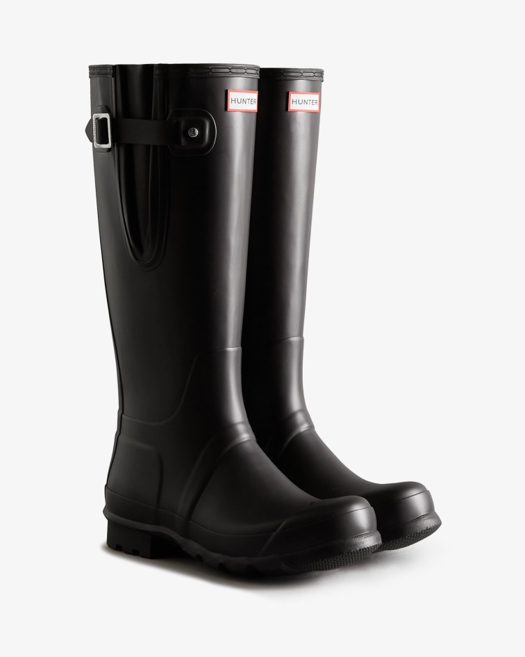 Hunter Men's Tall Side Adjustable Rain Boots Black